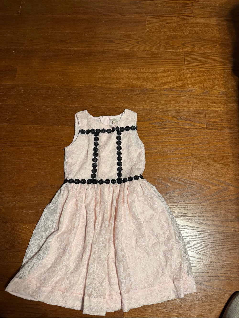 kate spade Pale Pink Lace Dress with Black Rosette Trim